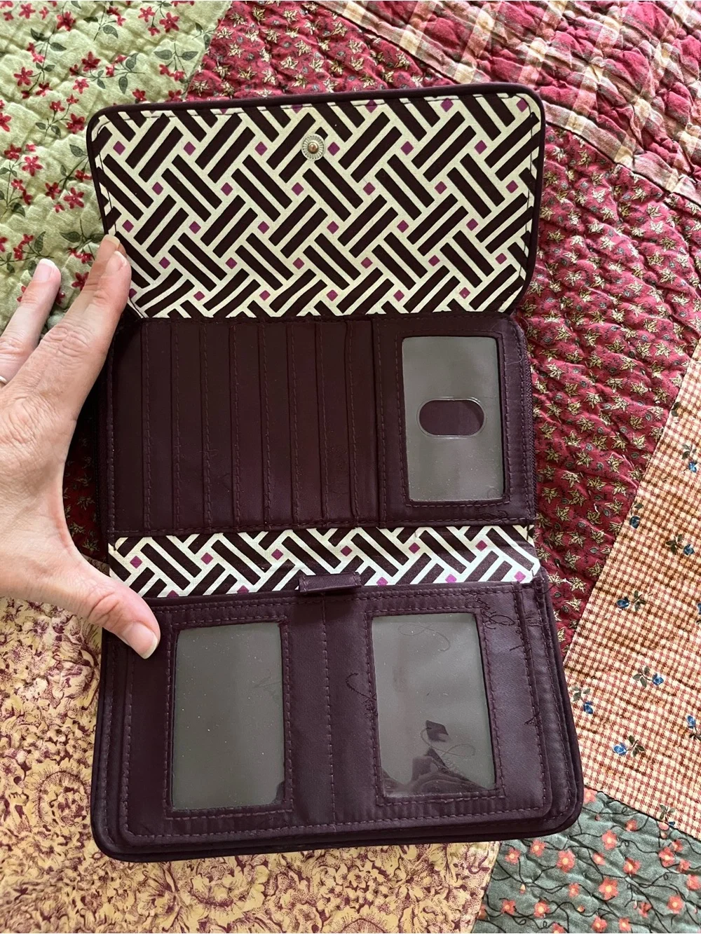 Vera Bradley Quilted Plum Flap Wallet - Picture 2 of 5